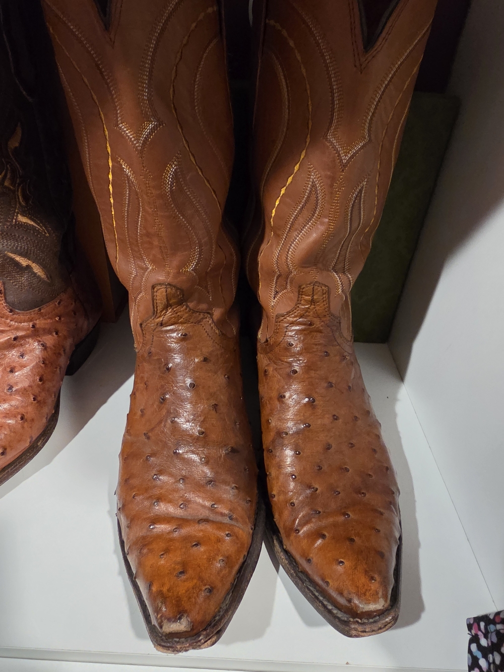 Lucchese Men's Tan Ostrich-Textured Western Boots